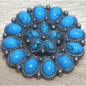 VTG Zuni Turquoise Petit Point Cluster Pendant Necklace Brooch Belt Buckle
